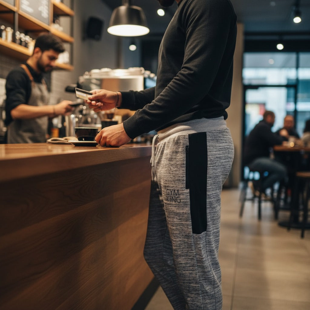 GYM KING Men? Jogger Trousers | Premium French Terry Fabric | Stylish Grey Melange Slim-Fit Sweatpants for Gym, Sports & Casual Wear
