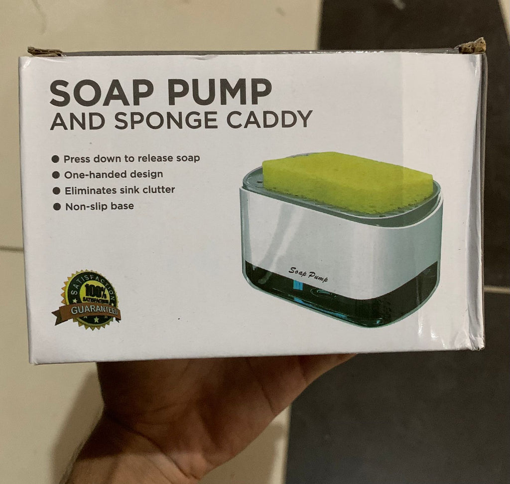 New Soap Pump Dispenser with Sponge | 2-in-1 Kitchen Dishwashing Liquid Dispenser & Sponge Holder for Easy Cleaning