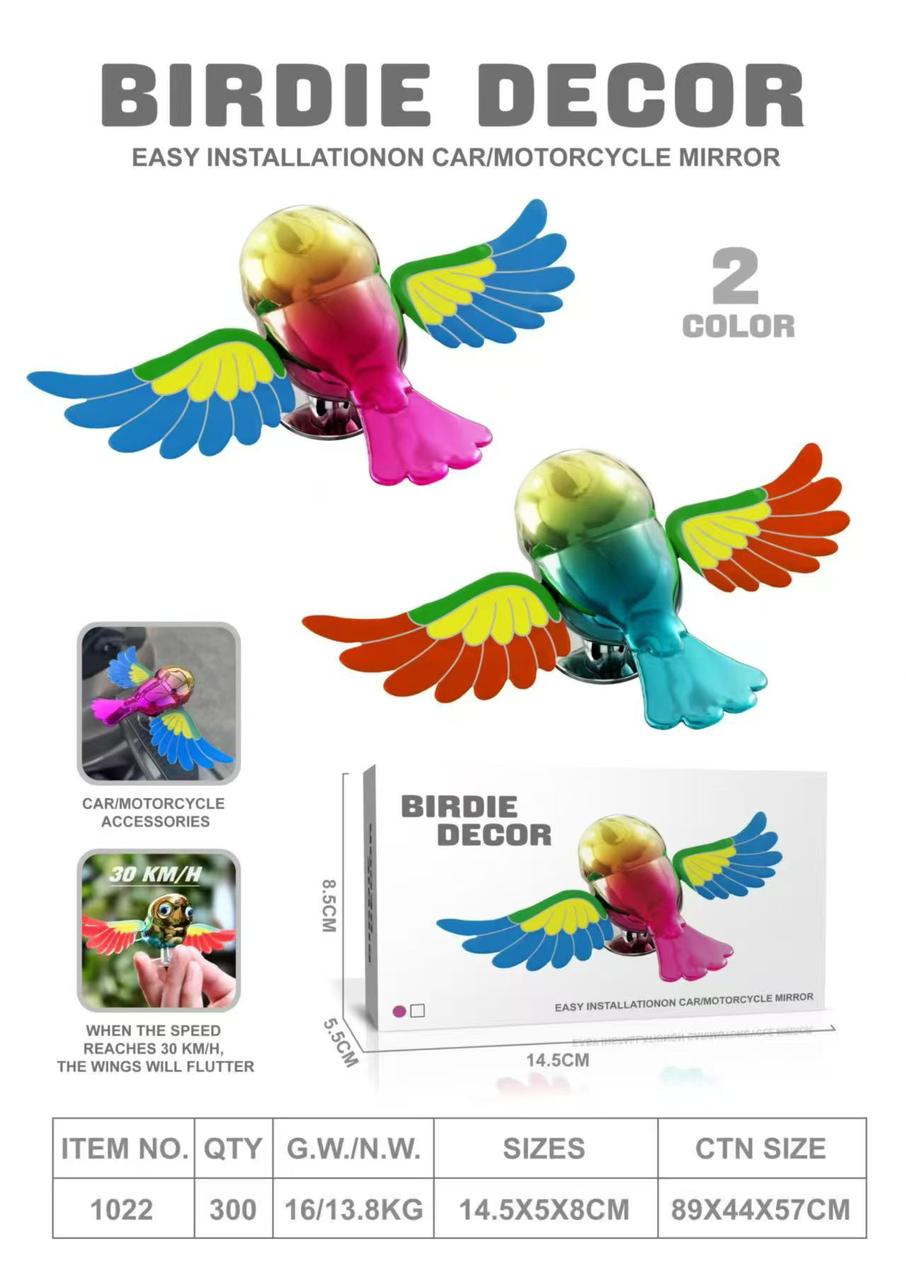 1Pc Fluttering Birdie Decor �Aerodynamand Motorcycle Mirrors ( random colouric Motion Accessory for Car  )