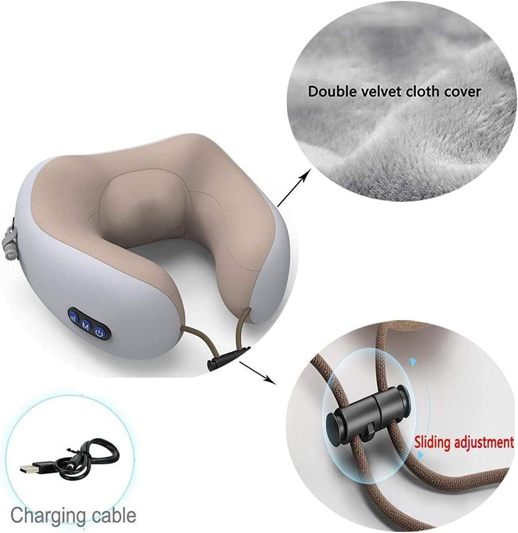 Rechargeable Neck Massager U-Shaped Pillow �Multifunctional Portable Shoulder & Cervical Relaxing Massage for Home, Car, Outdoor