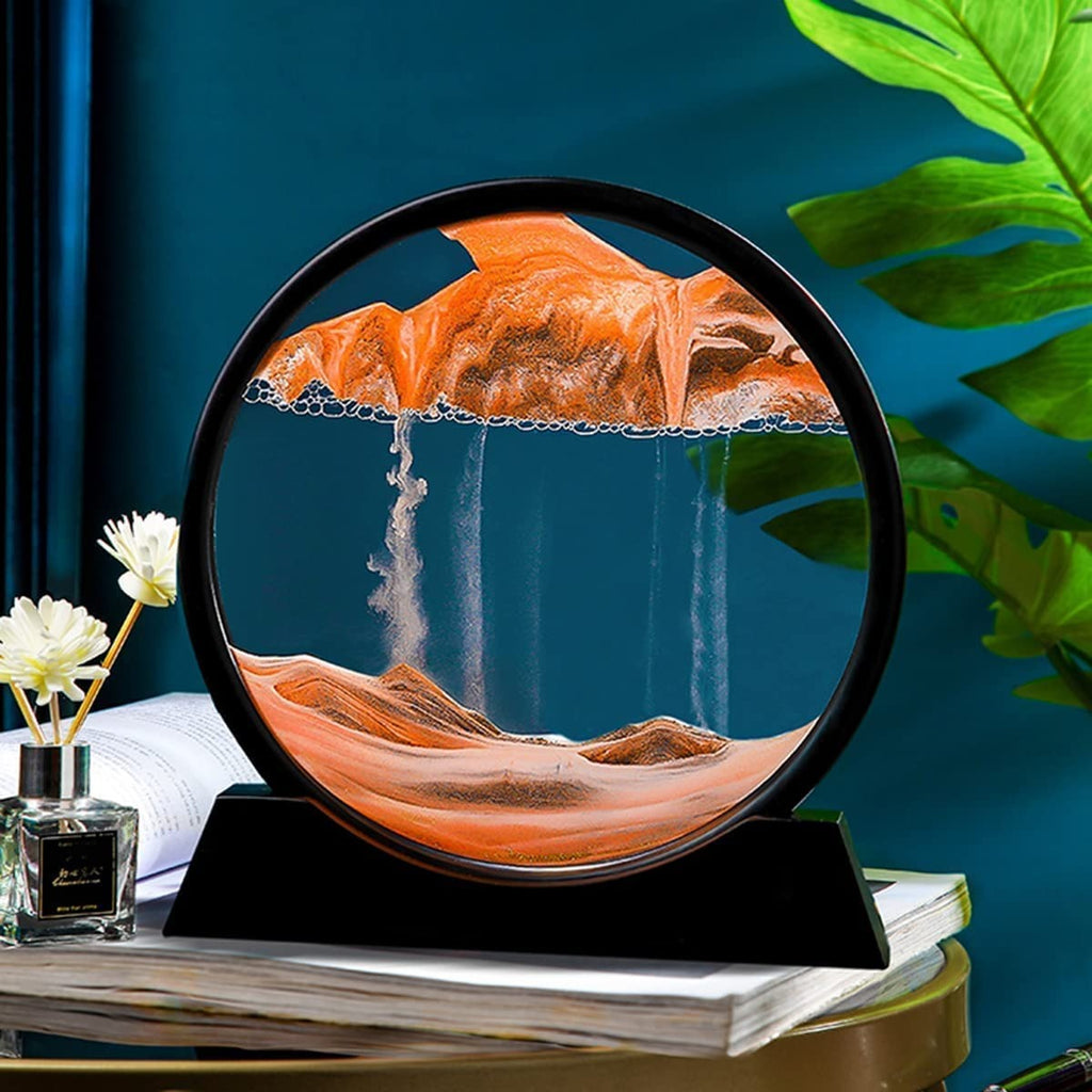 Sandscape Painting 3D Moving Sand Art Hourglass Sand Timer Mountain Lamp With Metal Stand Home Decoration | Random Color