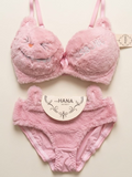 Cute Fur Style Double Padded Woolen Bikini Set �Soft Pink Plush Bra & Panty Lingerie Set - Size 38