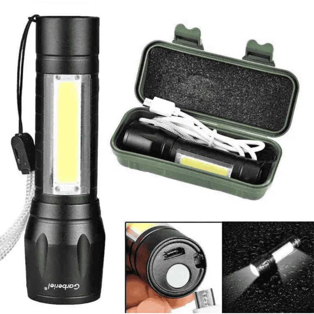 Metal COB Flashlight Torch | Mini LED Rechargeable Work Light | Emergency Penlight | Portable Pocket Torch | Waterproof