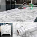 Self Adhesive White Marble Sheet For Kitchen �Waterproof, Heat And Oil Resistant Wallpap er For Countertops, Cabinets, And Furniture(60x200)