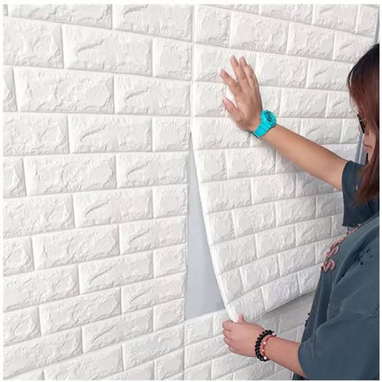 3d Wall Sticker White Brick Sheet | Bedroom Home Decor Waterproof Self Adhesive Living Room Wallpaper(70?77 cm)