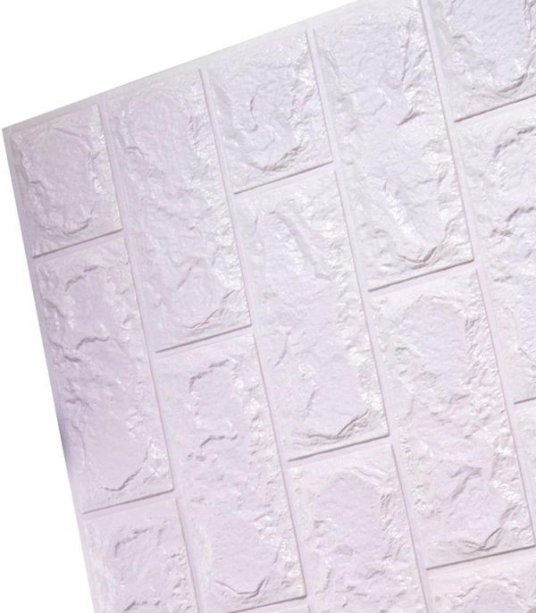 3d Wall Sticker White Brick Sheet | Bedroom Home Decor Waterproof Self Adhesive Living Room Wallpaper(70?77 cm)
