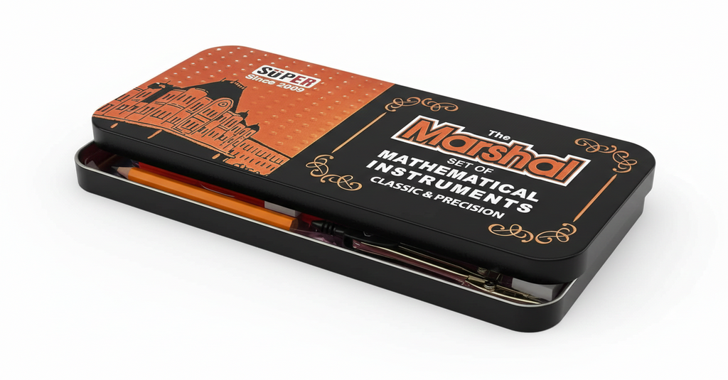 Marshal 9-Piece Mathematical Instruments Set �Complete Geometry Box for Classic & Precision Drawing