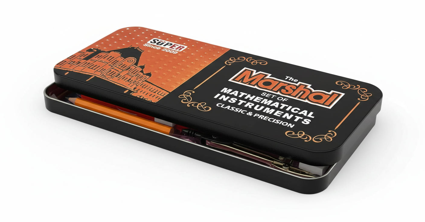 Marshal 9-Piece Mathematical Instruments Set �Complete Geometry Box for Classic & Precision Drawing