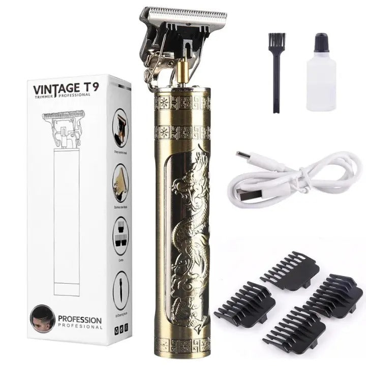 Vintage T9 Metal Body Hair Trimmer for Men �USB Rechargeable Professional Hair Clipper | Precision Beard, Hair & Detailing Grooming Tool