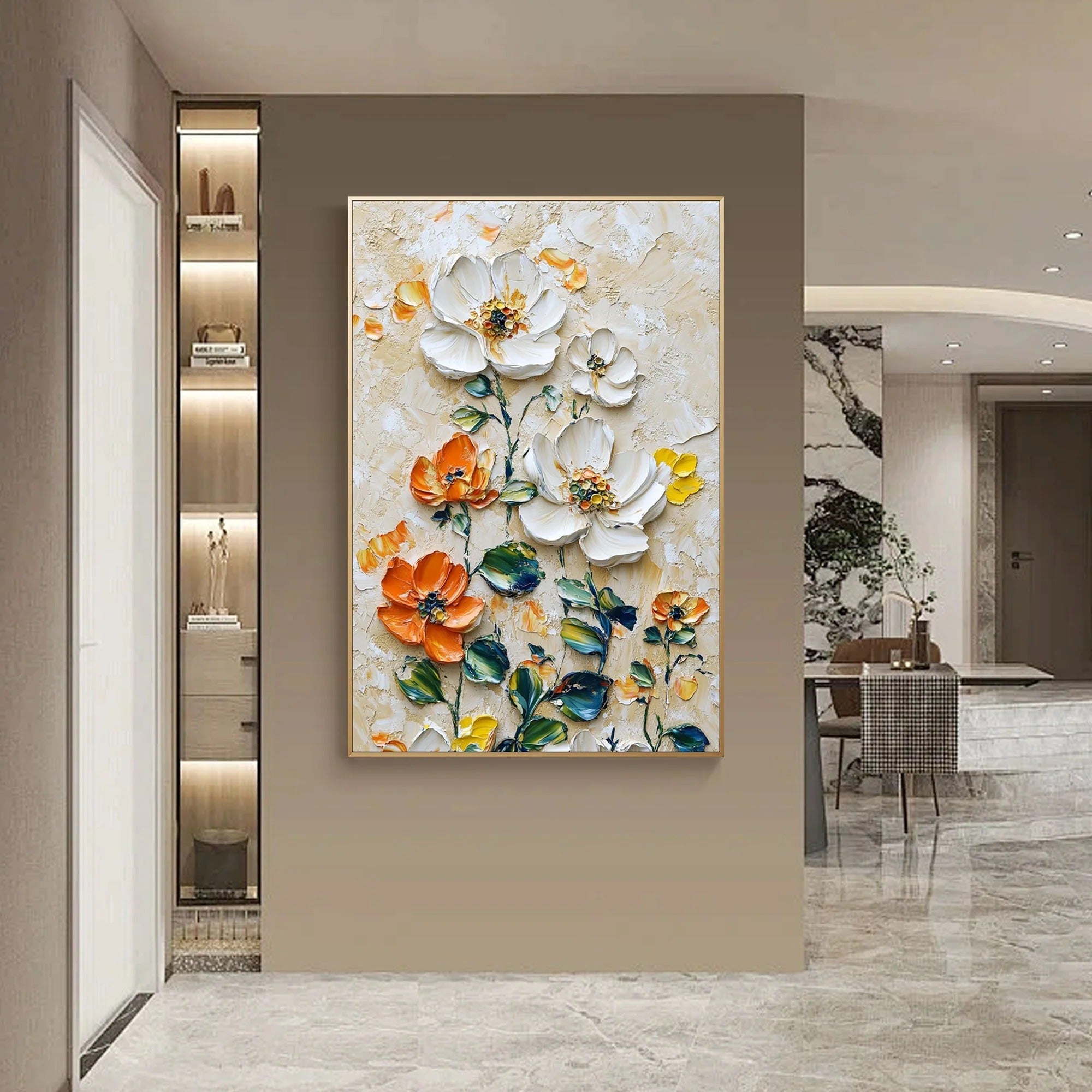 Vertical Floral Canvas Painting �Wild Garden Wall Art for Home & Office D?or