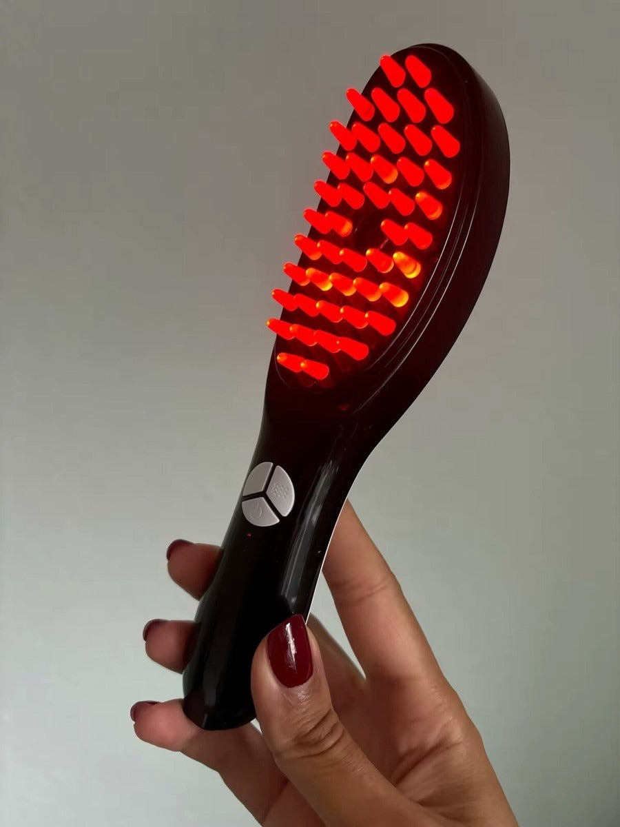 Electric Massage Comb �Blue & Red Light Therapy, Vibration Brush, Spray & Negative Ion Scalp Massager (Rechargeable)
