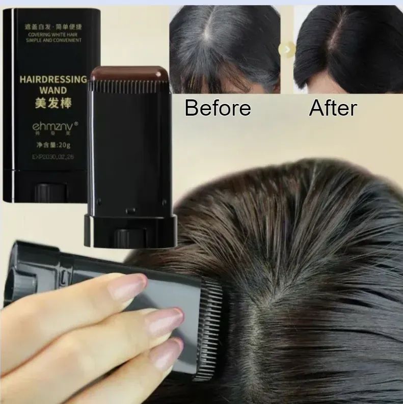 ehmznv Hairdressing Wand Natural Black White Hair Covering Stick 20g