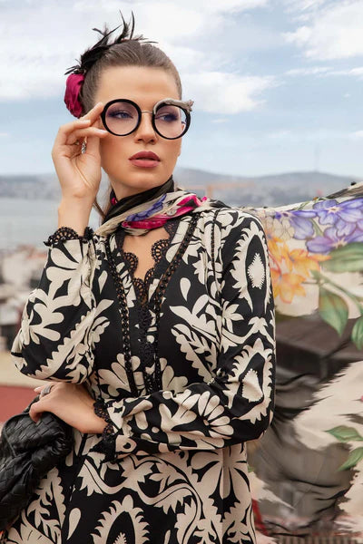 Elegant 3 Piece Embroidered Lawn Suit with Digital Print & Printed Chiffon Dupatta �Unstitched Summer Collection