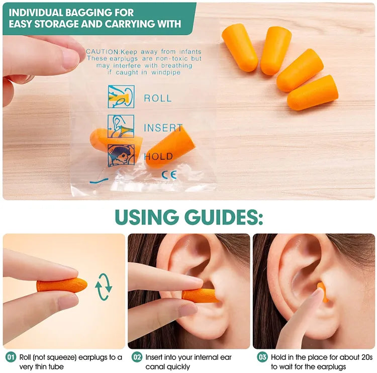Foam Ear Plug for travel Anti Noise Reduction Removable Corded Soft Earplugs For Sleeping Hearing Ear Protection Earmuffs Noise Prevention For Airplane Travel (Pack Of 5)
