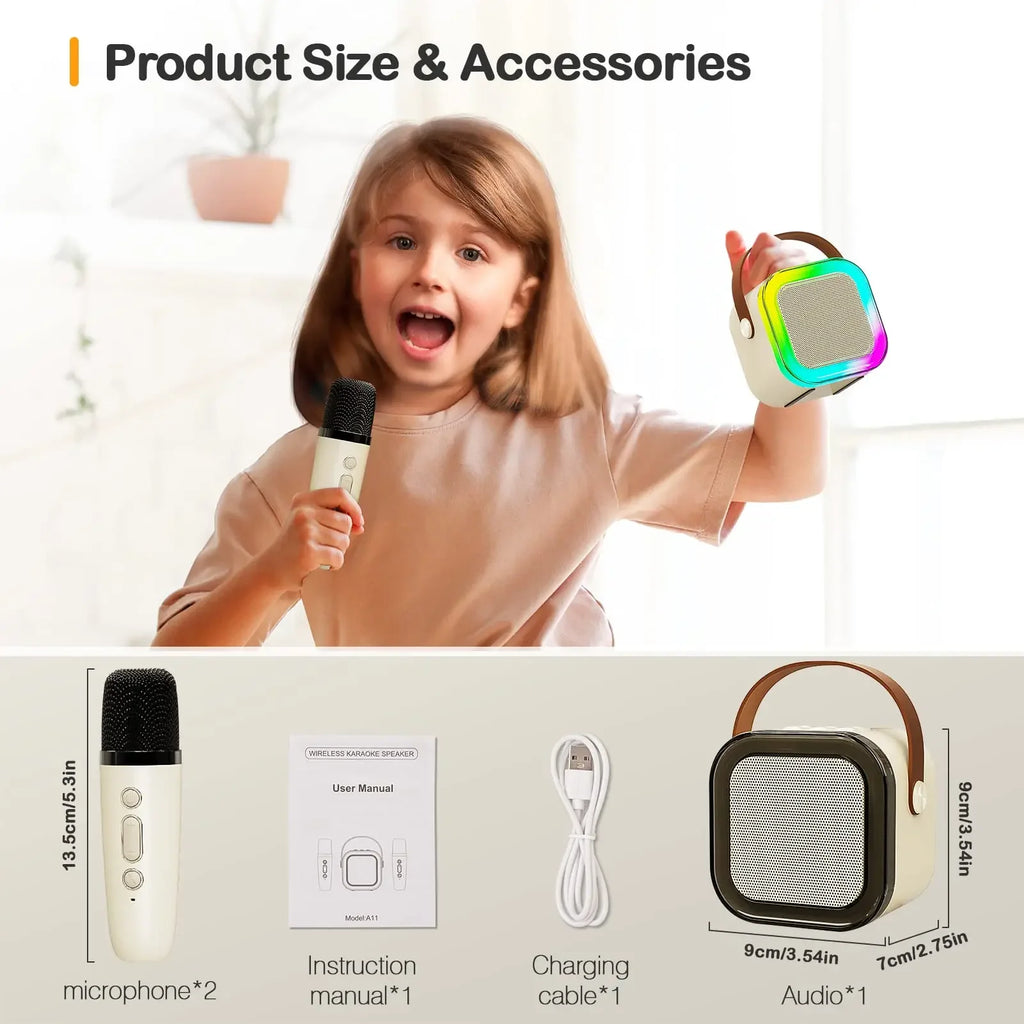 Mini Portable Karaoke Bluetooth Speaker with 2  Mike Audio Integrated Microphone Home Karaoke Wireless Bluetooth Speaker(Random Color)
