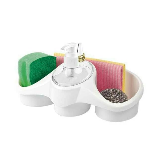 3 In 1 Soap Dispenser And Sponge Holder Sponge Holder For Kitchen  - Plastic - 1 Pc(random color )