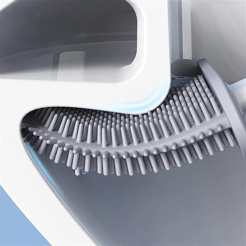 Toilet Brush Silicone Brush Toilet with Quick Drying Holder (Random Color)