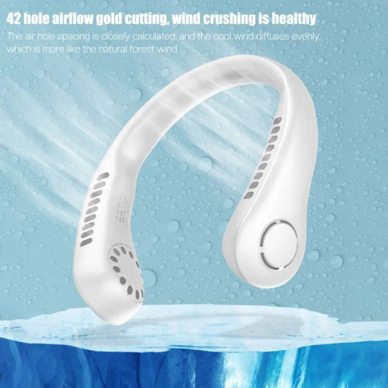 X5 Leafless Hanging Neck Fan with Adjustable Neck Band - Portable Rechargeable Neck Fan - Neck Fan For Summer (Random Color)