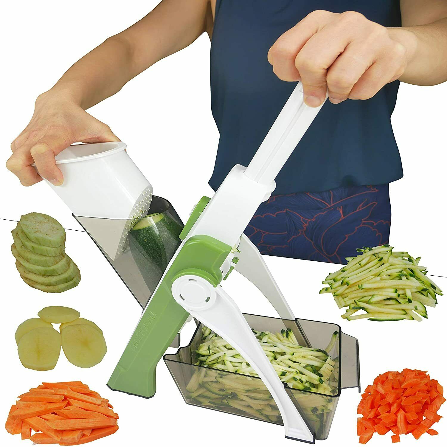 4 In 1 Vegetable Cutter Chopper Adjustable Multi-function  Cutter Vertical Vegetable Cutter Kitchen Shredder Grater Artifact(random color )