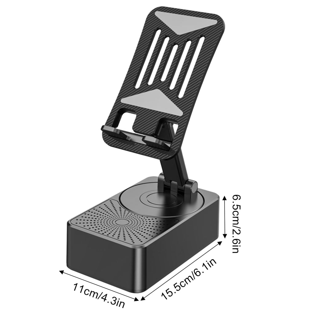 3-in-1 Rotating Foldable Mobile Phone Stand with Built-in Bluetooth Speaker �Adjustable Desktop Holder for Smartphones