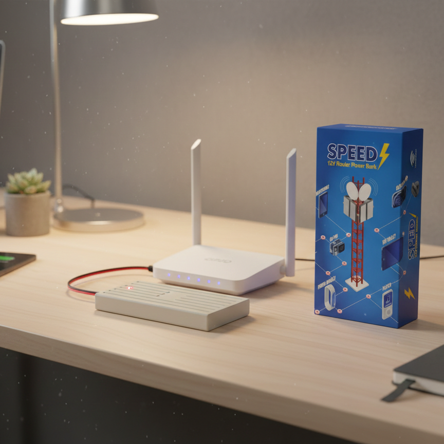 Speed 12V Router Power Bank �Mini UPS Backup Battery for WiFi Router - 20,000 mAh (Charger Not Included)