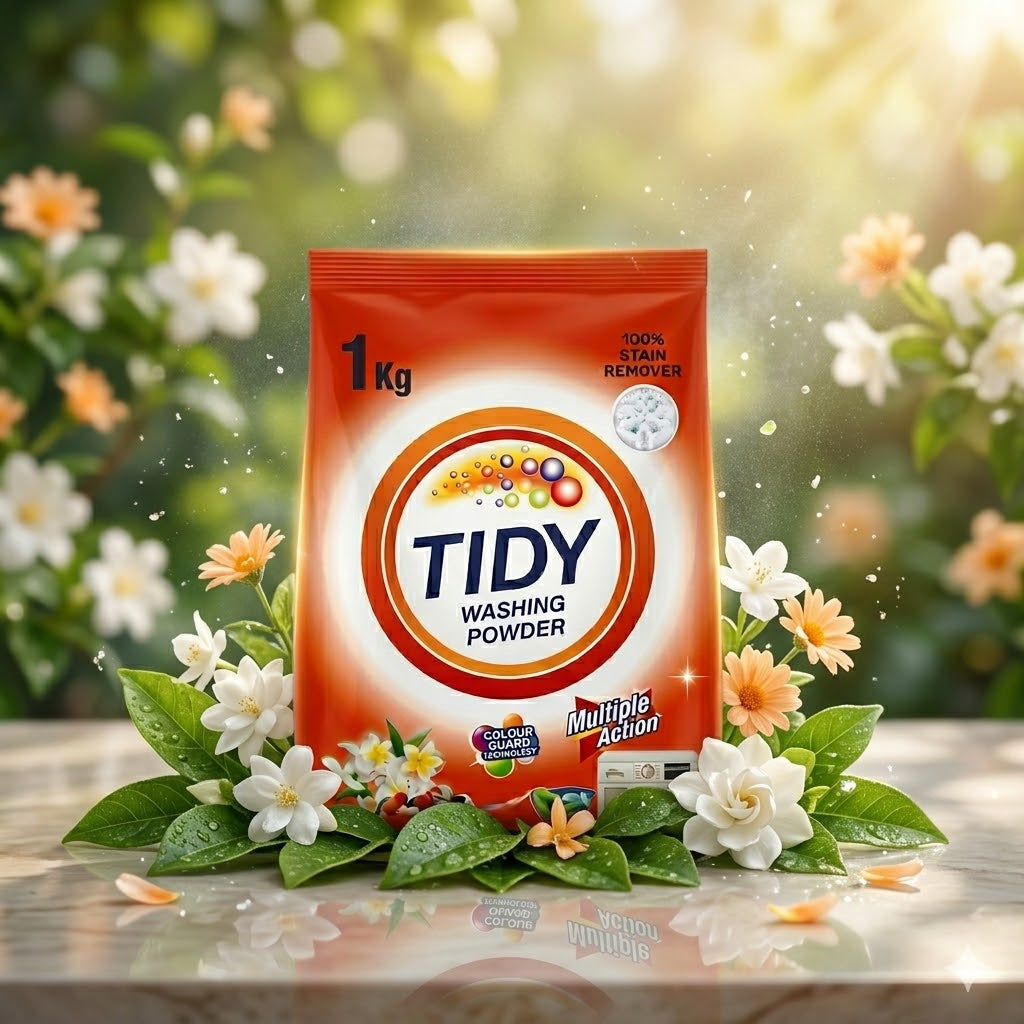 Tidy Washing Powder 1KG �100% Stain Remover & Multiple Action Formula for Machine & Hand Wash
