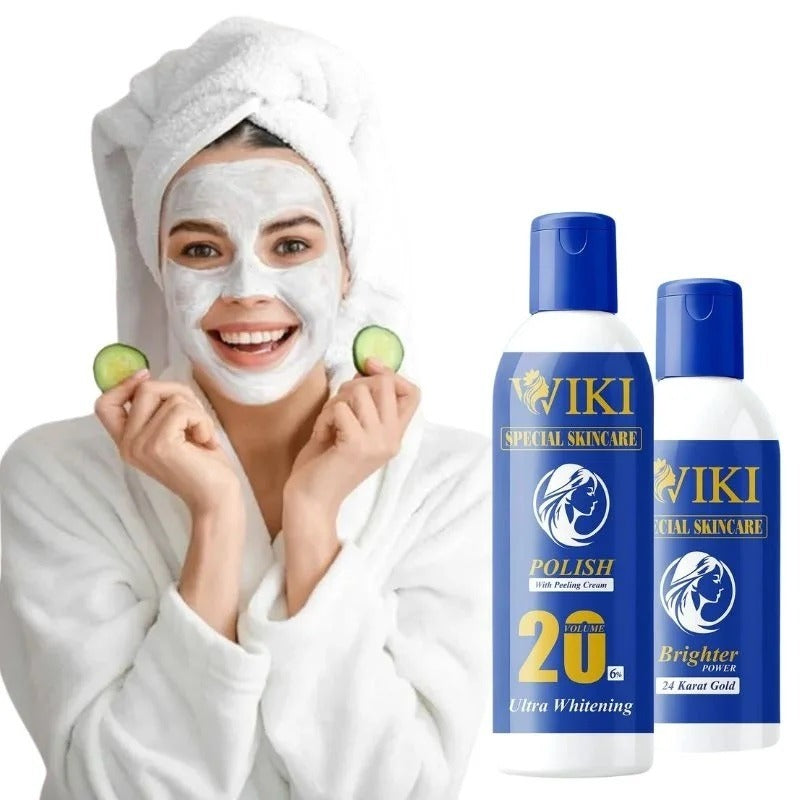 WIKI Special Skin Care Polish With Peeling Cream 200ml & 24K Gold Brighter Powder 100ml �Ultra Whitening Formula