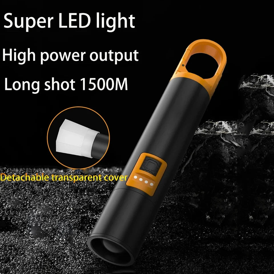 L-S18 Glare Rechargeable Type-C LED Flashlight With Power Bank �USB Input/Output, Digital Display, Emergency Torch &amp; Phone Charger for Outdoor &amp; Home Use