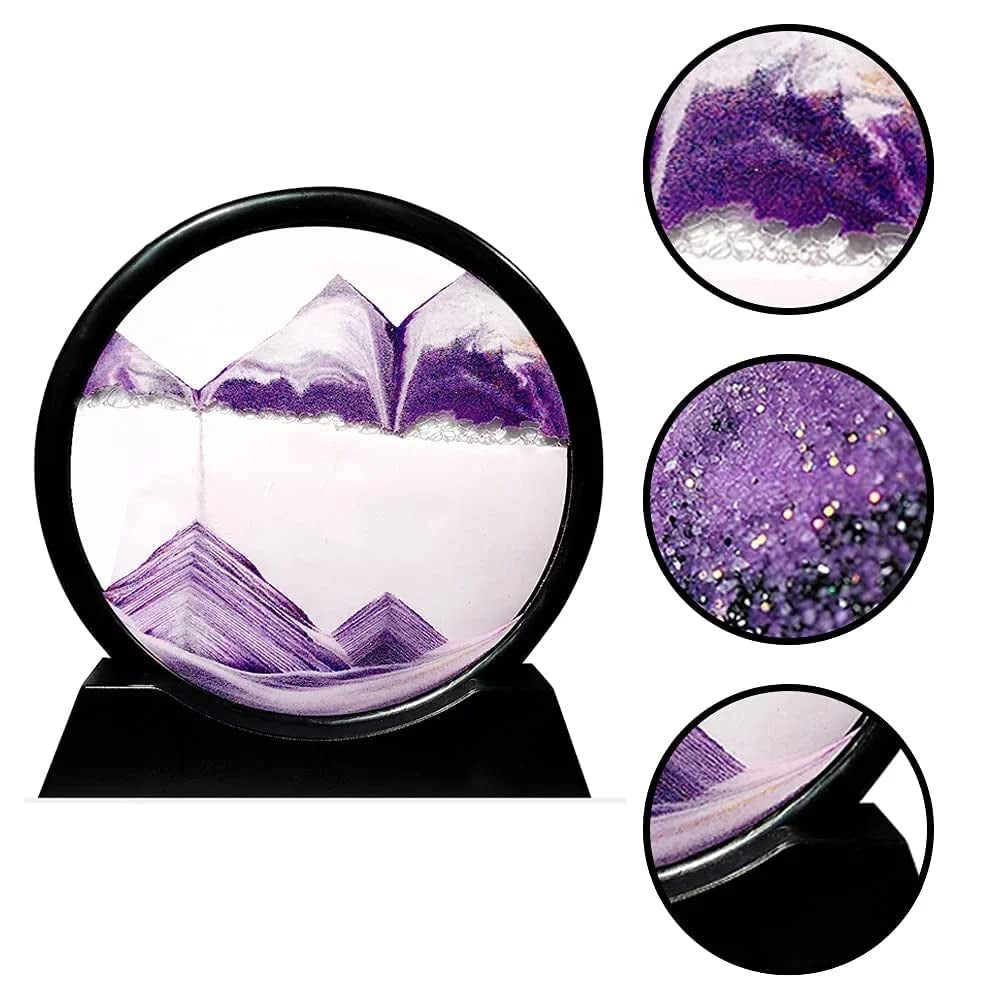 Sandscape Painting 3D Moving Sand Art Hourglass Sand Timer Mountain Lamp With Metal Stand Home Decoration | Random Color