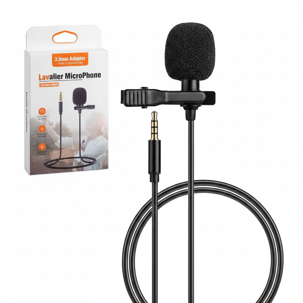 Professional Tiktok3.5 AUX Microphone Micro-Cravate Mic Lavalier Single Mic -Black