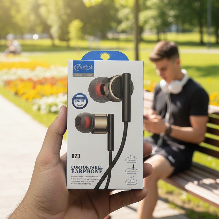 Fast X X23 Wired Earphones | Comfortable Fit | Powerful Bass | HiFi Stereo | HD Sound | Voice Calling