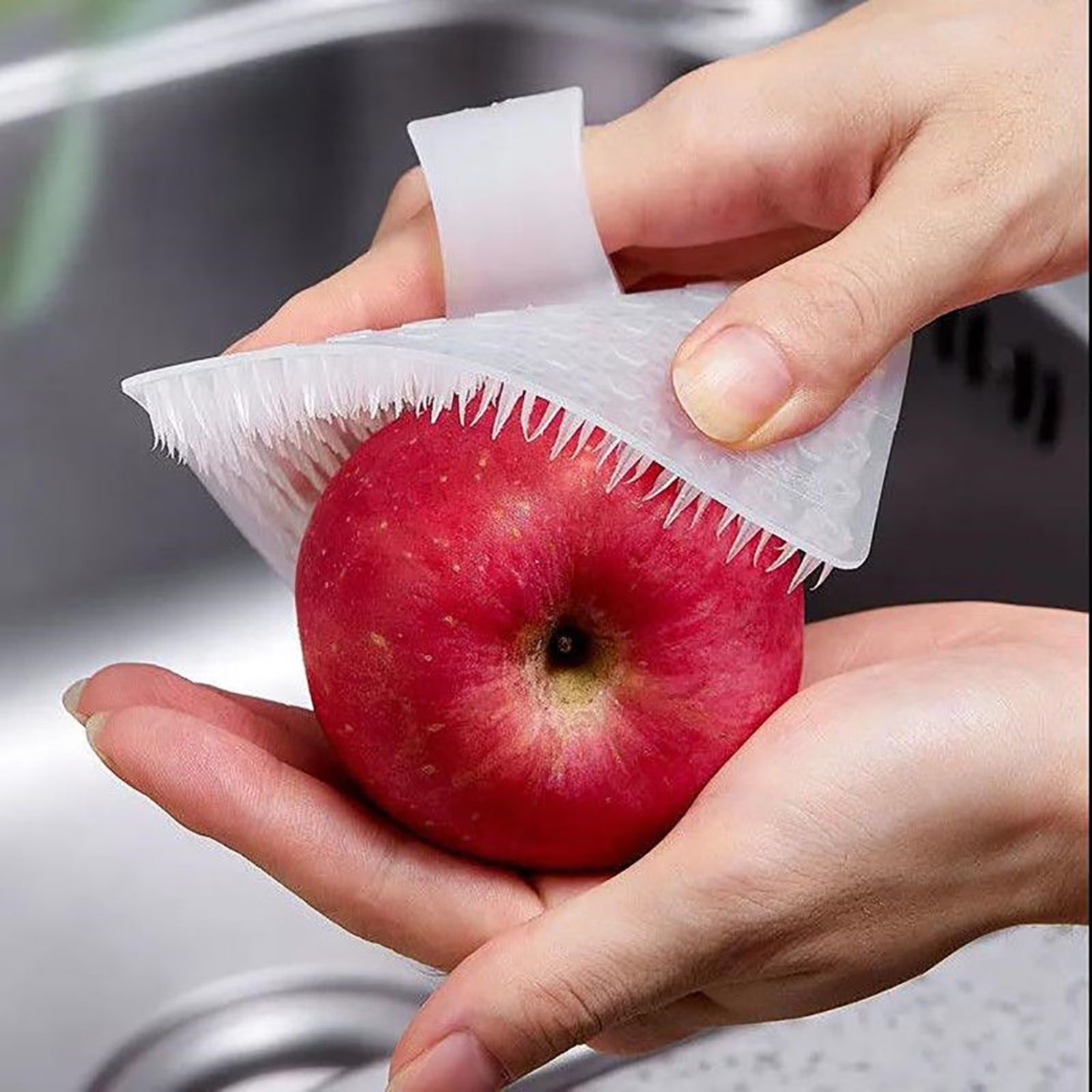 Silicone Fruit And Vegetable Cleaning Brush With Handle Flexible Kitchen Cleaning Tool For Potatoes Carrots Corn | Random Color | Pack Of 4
