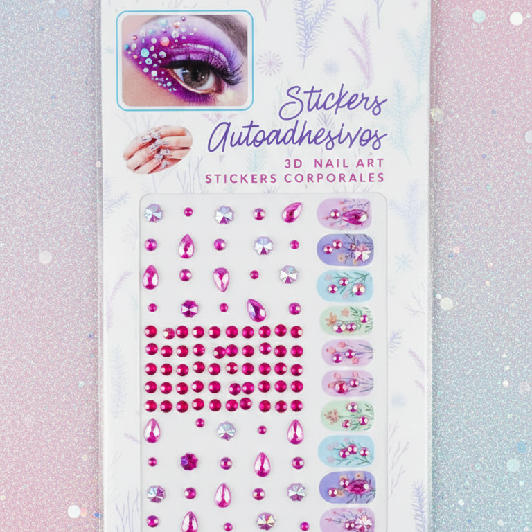 Temporary Tattoo for Women �Rhinestone Gems Face & Body Sticker | Self-Adhesive Crystal Makeup Decoration for Parties & Festivals (Random Design)