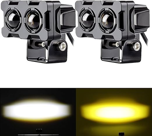 Motorcycle Robot Dual Colour LED Work &amp; Driving Lights �5000K�500K Two-Color External Headlights / Fog Lamp - Pack Of 01
