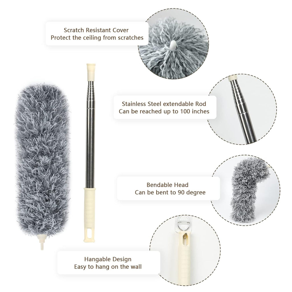 Grey Flexible Microfiber Duster �Bendable Long Reach Cleaning Brush for Home & Office