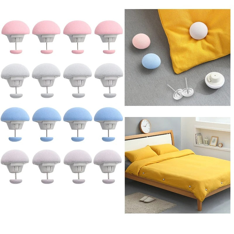 Premium Mushroom-Style Bedsheet Clips �Pack of 4 Elastic Quilt & Sheet Fixer Buckles (Random Color)