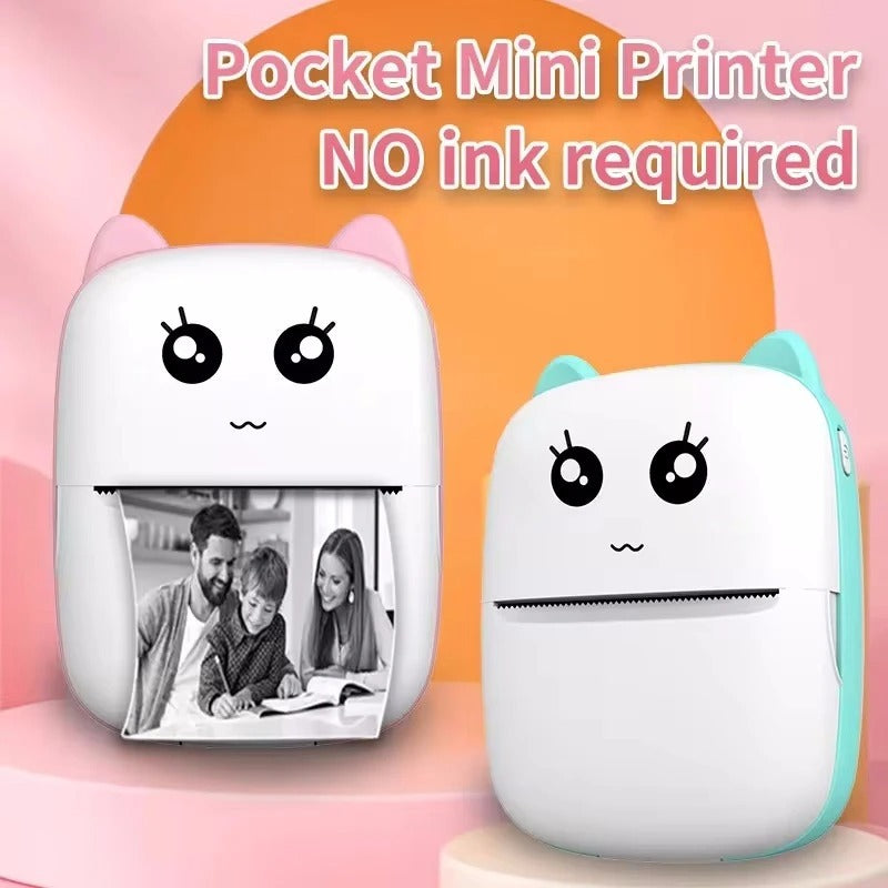 Mini Portable Thermal Printer | Wireless Bluetooth Pocket Photo Printer | 1 Paper Roll Included | Random Colour
