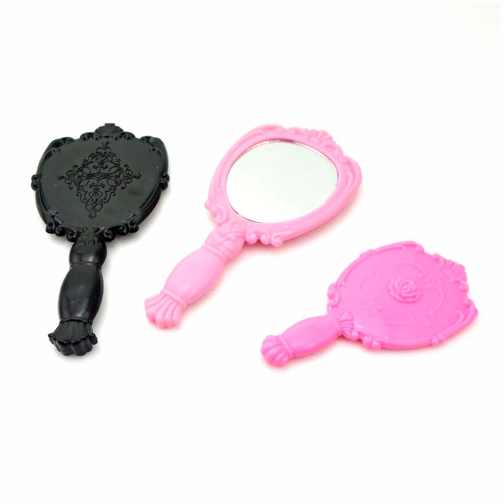 classic handheld makeup mirrors cosmetics sculpture painting decor mirror home decor .. wooden style pocket and purse mirror (Random color)