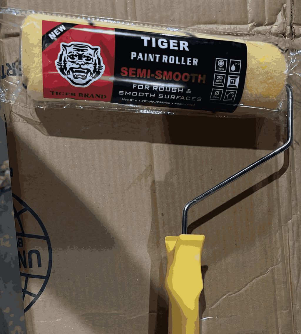 Tiger Professional Paint Roller �9-Inch Semi-Smooth Roller with Handle �Heavy-Duty Wall Painting Tool for Rough & Smooth Surfaces �DIY & Contractor Grade