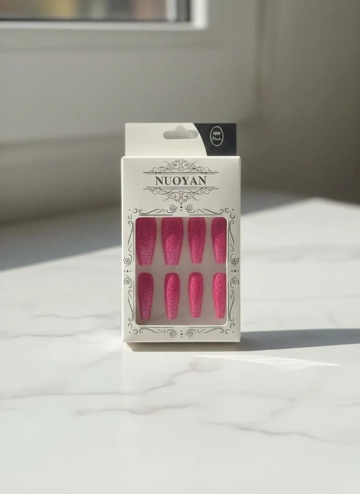 Multicolor Glittery Long Stick-On Artificial Nails