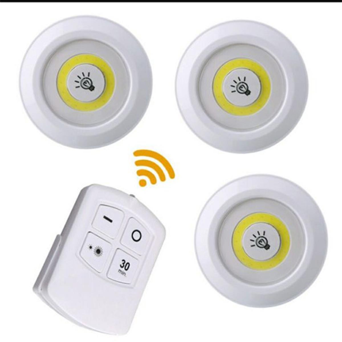 Pack of 3 LED Remote Control Lights �Tap Lights with Self Adhesive for Cabinet, Wardrobe & Kitchen