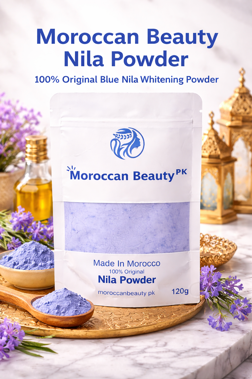 Moroccan Beauty Nila Powder 120g | Original Blue Nila Powder for Skin Brightening & Glow