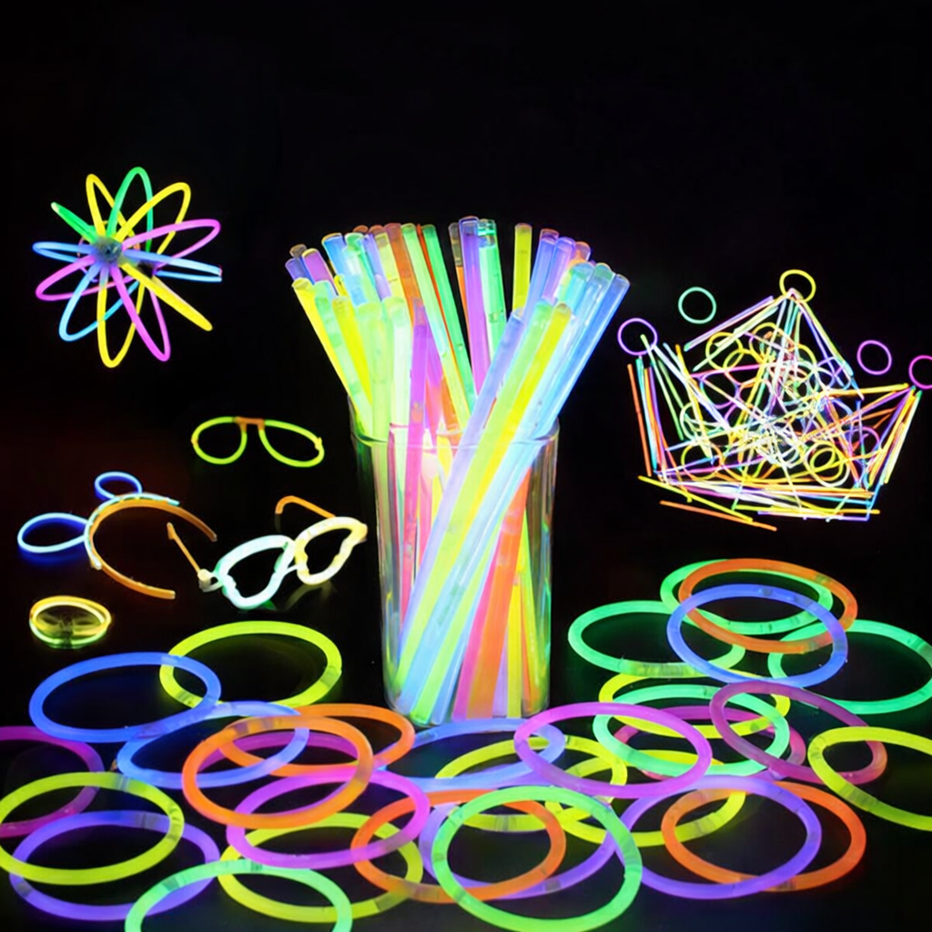 Deno Swim Premium Glow Sticks Party Pack (50pcs in 1 Box) �8 Hours Long-Lasting Glow