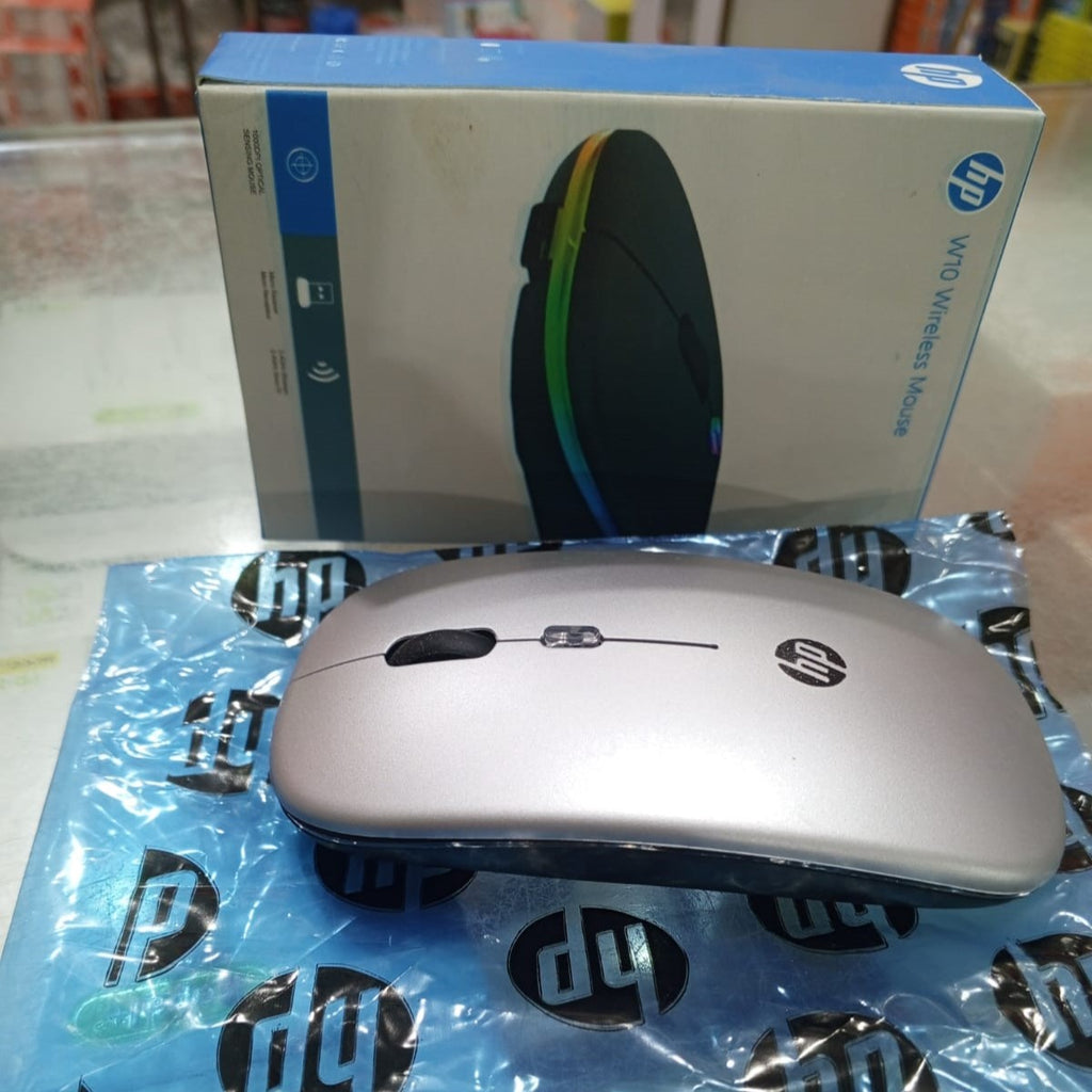 HP W10 Wireless Mouse - Slim Silent Stylish 2.4GHz Wireless Optical Mouse With Ergonomic Design Plug And Play USB Receiver For Laptop PC (Random Color)