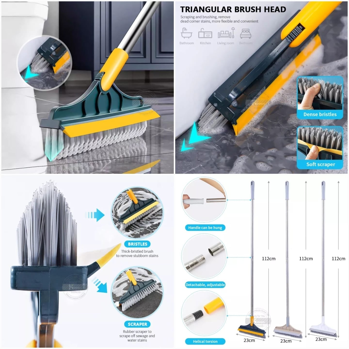 Keep your home spotless with this 2-in-1 floor cleaning brush. Featuring a 120? rotatable head, it easily scrubs bathroom tiles, windows, and floors for effortless cleaning
