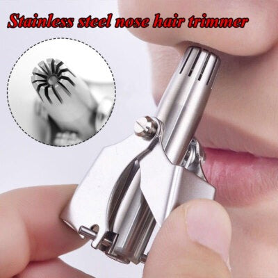 Mini Portable Stainless Steel Nose Hair Trimmer �Manual Safe Grooming Tool for Men & Women
