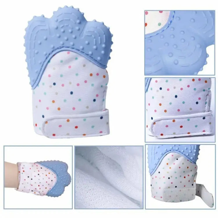 BABY SILICONE TEETHING MITTEN GLOVES NEWBORN CHEWABLE MITTENS TEETHER
