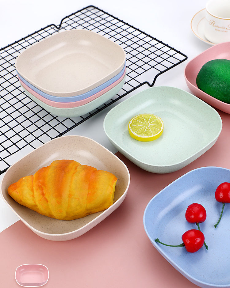 Plate set pack of 10 | Plastic Spit Bone Dish Plates Plates Set With Holder (Random Colours)