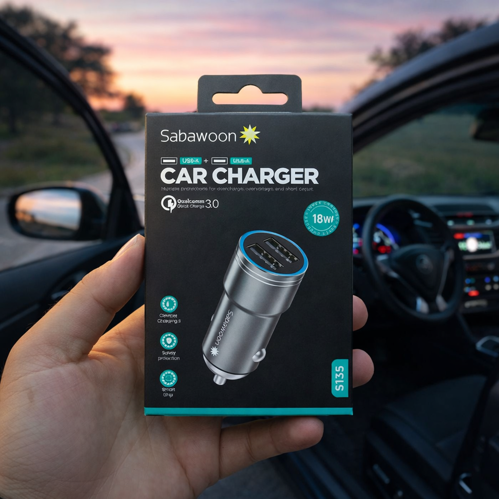 Sabawoon 18W Fast Charging Car Adapter �Dual USB Portable Car Charger