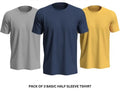 Pack of 3 Premium Half Sleeves Round Neck Plain Color T-Shirts for Men & Boys �Soft Comfortable Fabric (Size Medium)
